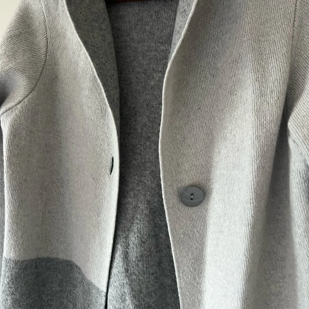 A•IDA Gray and Brown Color-block Wool Blend Cardigan Jacket Size XS